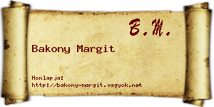 Bakony Margit névjegykártya
